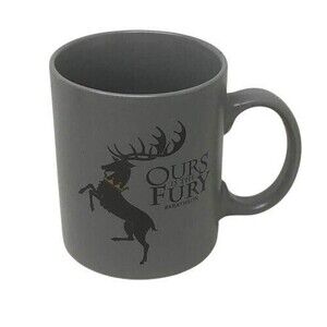 Game of Thrones Ours Is Fury Baratheon Sigil Coffee Mug Gray Grey HBO Home Box